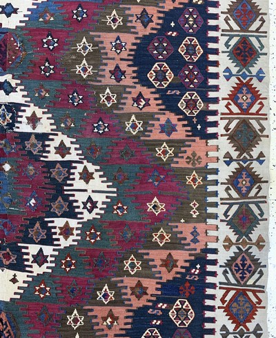 27073028d - Aydin Kelim antik, Türkei, 19.Jhd, Wolle auf Wolle, ca. 270 x 185 cm, EHZ: ...