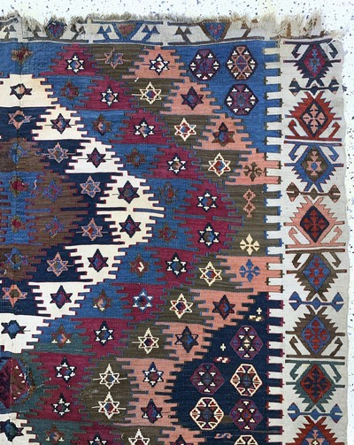 27073028f - Aydin Kelim antik, Türkei, 19.Jhd, Wolle auf Wolle, ca. 270 x 185 cm, EHZ: ...