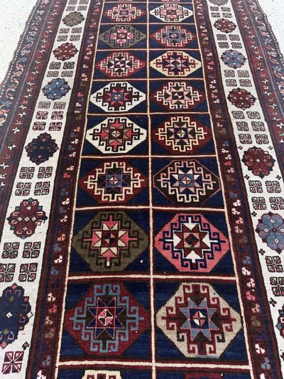 27073035g - Antiker´Talisch´Kazak, Kaukasus, datiert 1311(1889), Wolle auf Wolle, ca. 460 x 146 ...