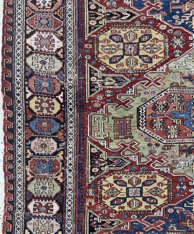 27073037c - Antiker´Medalion-Sumakh´, Kaukasus, 19.Jhd,Wolle auf Wolle, ca. 330 x 190 cm, EHZ: 3 ...