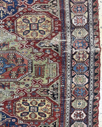 27073037d - Antiker´Medalion-Sumakh´, Kaukasus, 19.Jhd,Wolle auf Wolle, ca. 330 x 190 cm, EHZ: 3 ...