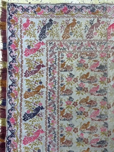 27073085c - Stickerei alt(2 Bahnig), Skandinavien, Mitte 20.Jhd, Wool-Stickerei auf Baumwolle, ca. ...