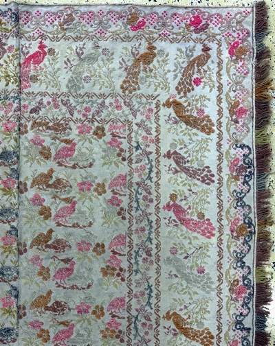 27073085d - Stickerei alt(2 Bahnig), Skandinavien, Mitte 20.Jhd, Wool-Stickerei auf Baumwolle, ca. ...