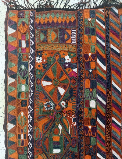 27073089c - Hochzeits-Kelim, Uzbekistan, Anfang 20.Jhd,Wolle auf Wolle, ca. 255 x 160 cm, EHZ: 2 ...