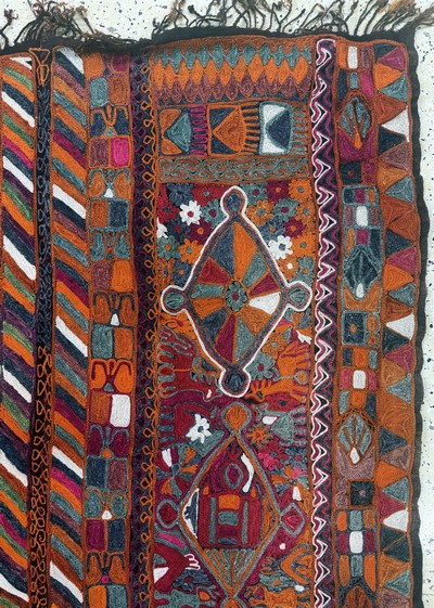 27073089d - Hochzeits-Kelim, Uzbekistan, Anfang 20.Jhd,Wolle auf Wolle, ca. 255 x 160 cm, EHZ: 2 ...
