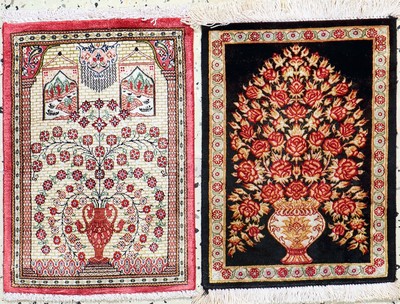 Image 2 Lots Ghom Seide, Persien, Ende 20.Jhd, reine Naturseide, ca. 42 x 30 cm, EHZ: 1-2 ...