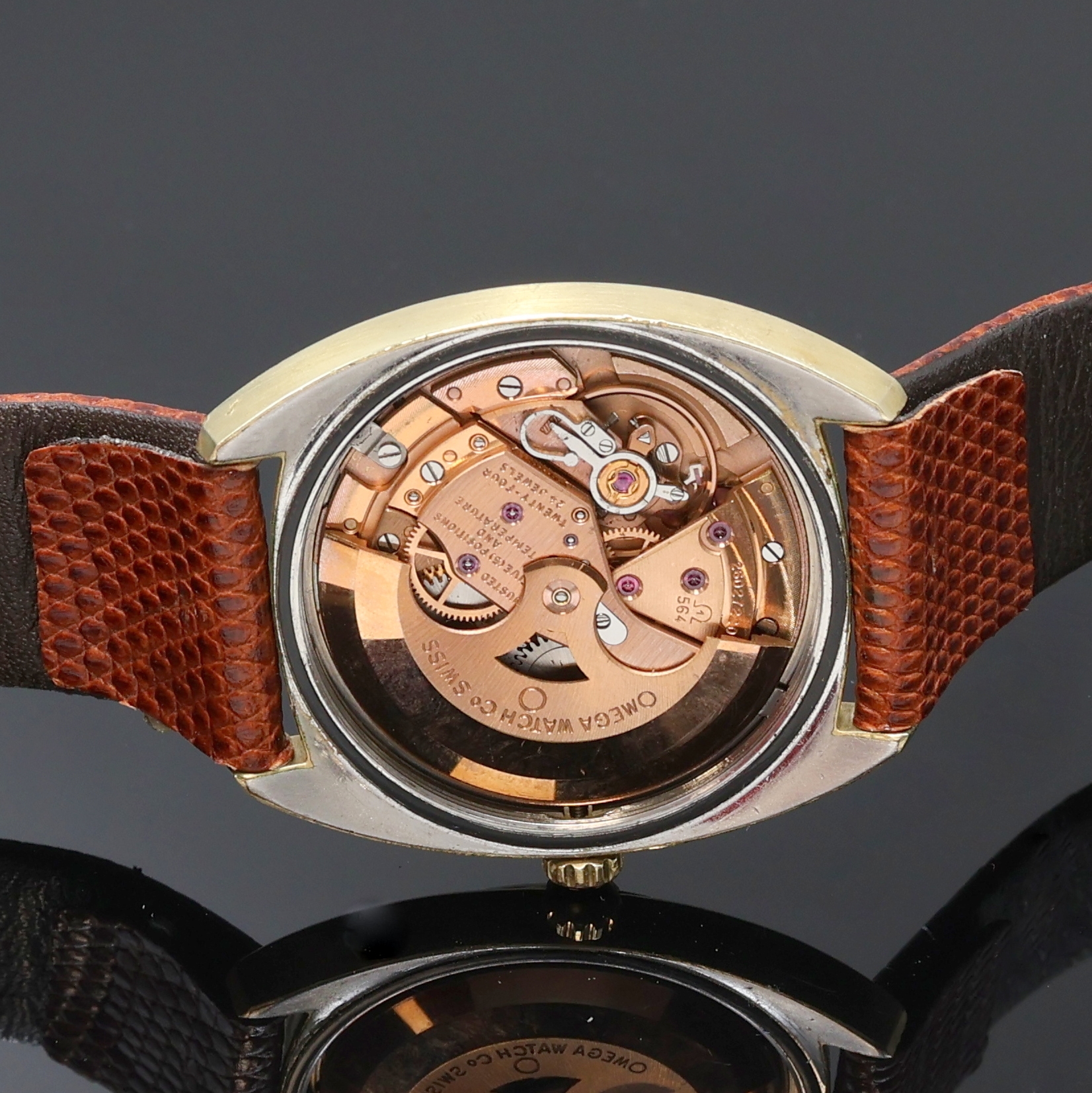 Detail f: OMEGA Constellation Chronometer Armbanduhr mit Goldhaube Referenz 168.017, Schweiz um 1968, Automatik, Boden m. Goldplakette (Darst. Sternwarte) ...