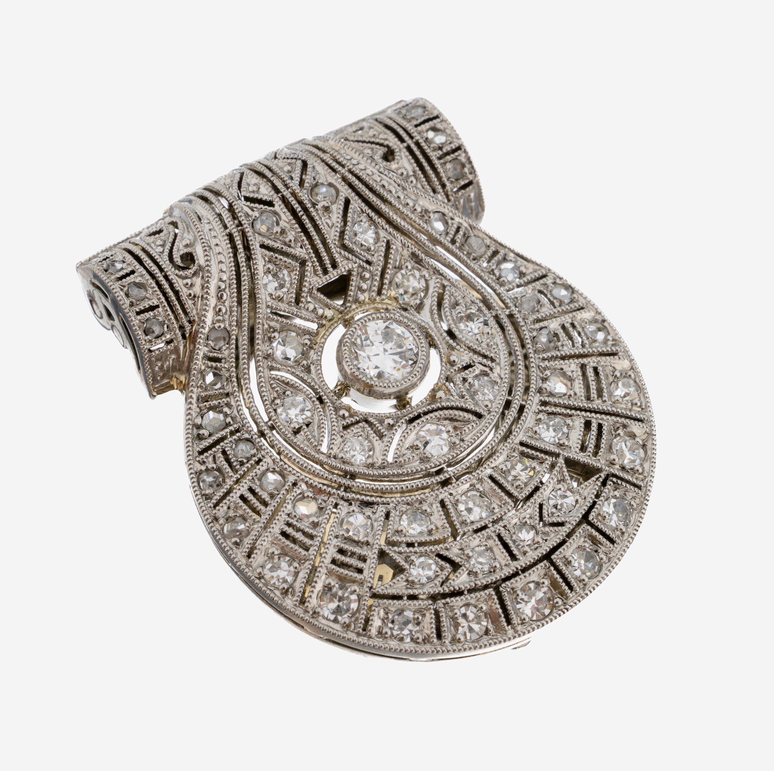 Image 27073146 - 18 kt gold Art Deco diamond-fur-clip , 1930s, WG 750/000, high quality workmanship, ...