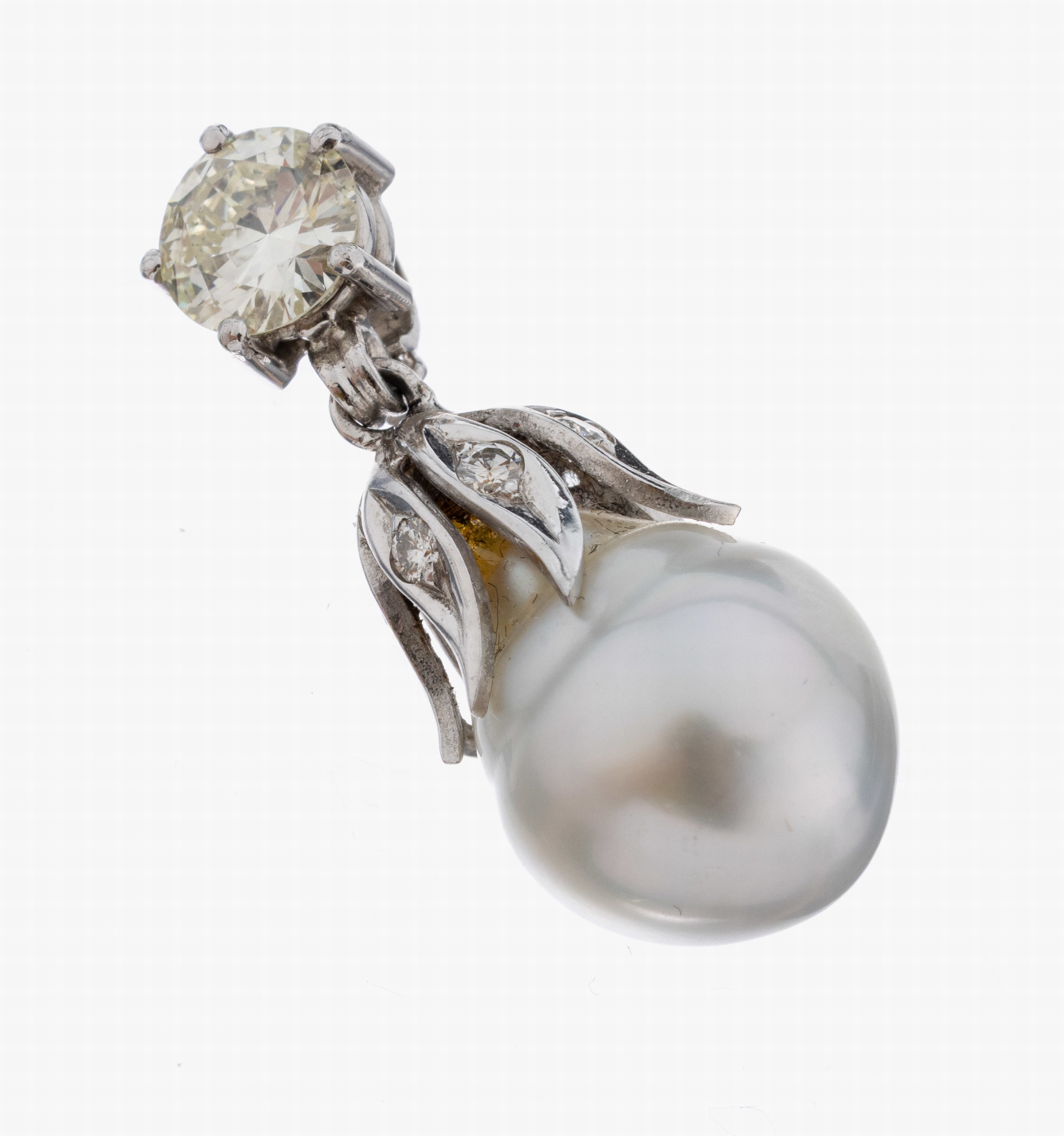 Image 27073162 - 18 kt Gold Brillant-Perl-Clipanhänger, WG 750/000, in sich bewegl. gearbeitet, 1 ...