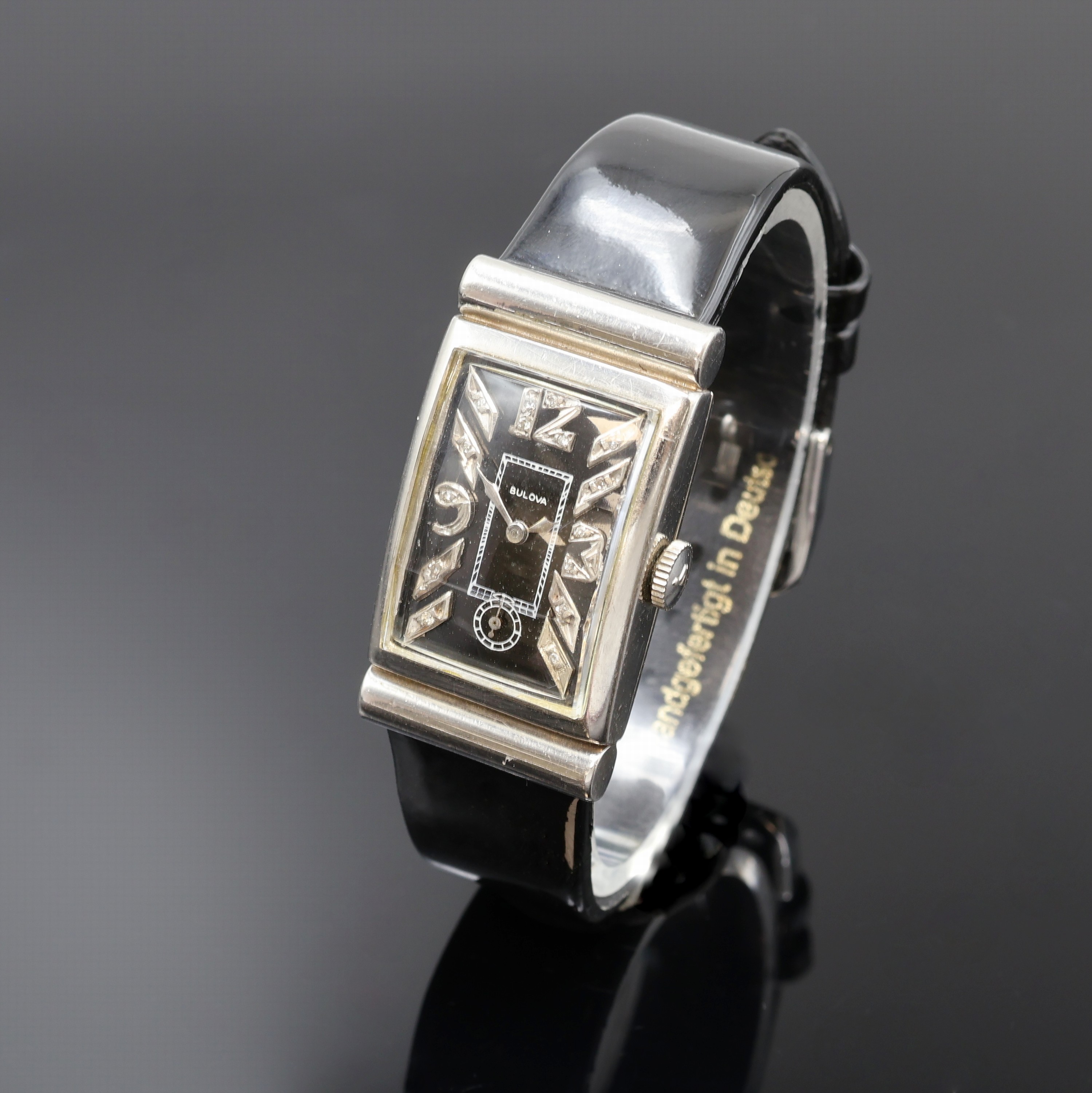 Image 27073688 - BULOVA seltene Cocktailwatch, USA um 1940, Handaufzug, 2-teil. Palladium-geh. m. verd. ...