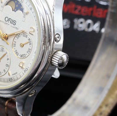 27073690b - ORIS Herrenarmbanduhr mit Mondphase Referenz 7433, Schweiz um 1995, Automatik, beids. ...
