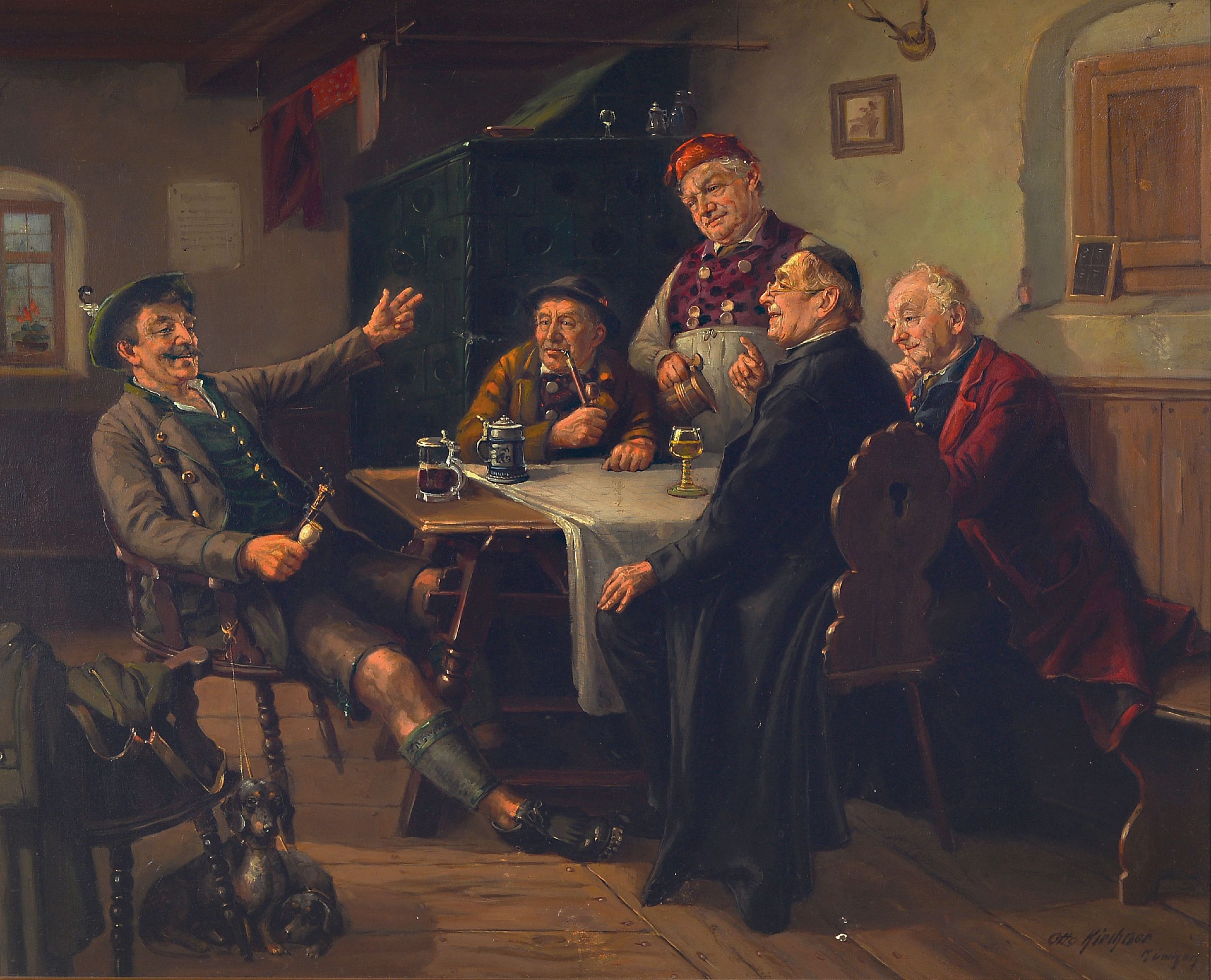 Image 27073721 - Otto Kirchner, 1887 Eckartshausen-1960 München, Wirtshausinterieur, 5 ...