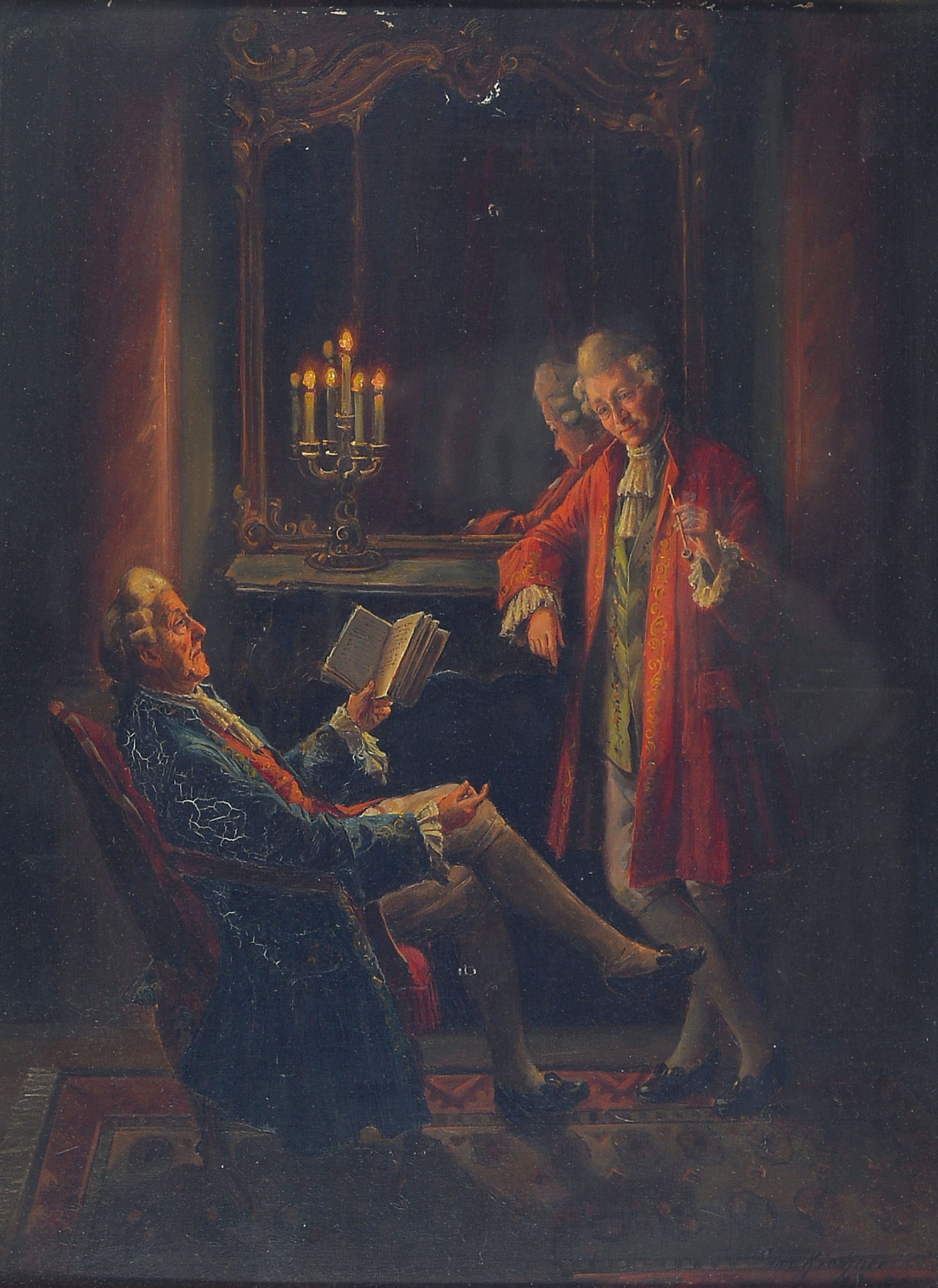 Image 27073725 - Otto Kirchner, 1887 Eckartshausen-1960 München, stimmungsvolles Interieur mit zwei ...