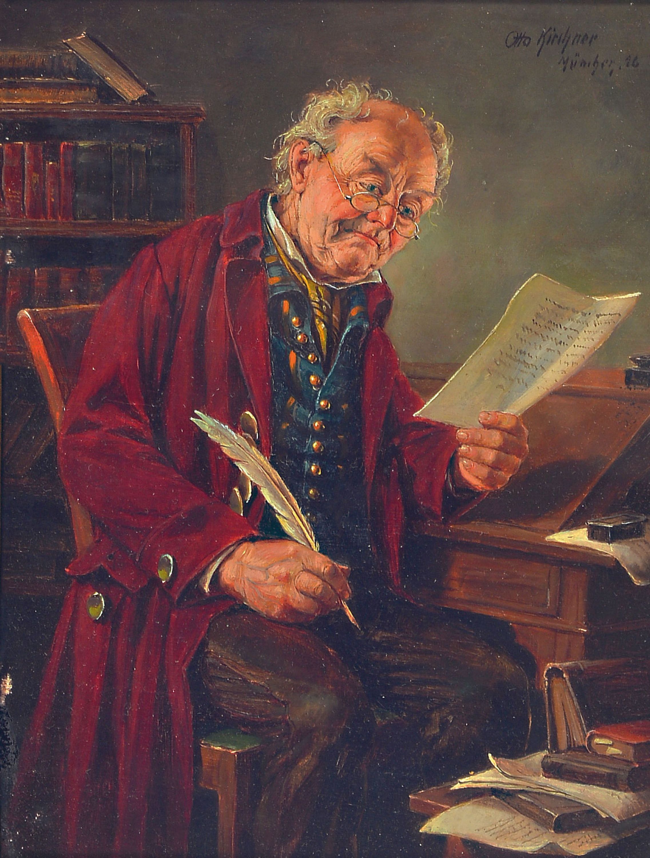 Image 27073726 - Otto Kirchner, 1887 Eckartshausen-1960 München, Charakterporträt eines Herren am ...