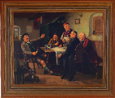 27073721k - Otto Kirchner, 1887 Eckartshausen-1960 München, Wirtshausinterieur, 5 ...