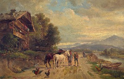 Image Ludwig Müller-Cornelius, 1864-1946 München, oberbayerische Landschaft mit Flusslauf, ...