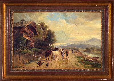27073724k - Ludwig Müller-Cornelius, 1864-1946 München, oberbayerische Landschaft mit Flusslauf, ...