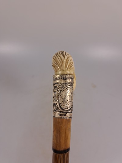 27073743i - Gehstock mit figürlichem Beingriff, um 1900, wohl englisch, Griff in Form einer Klaue ...
