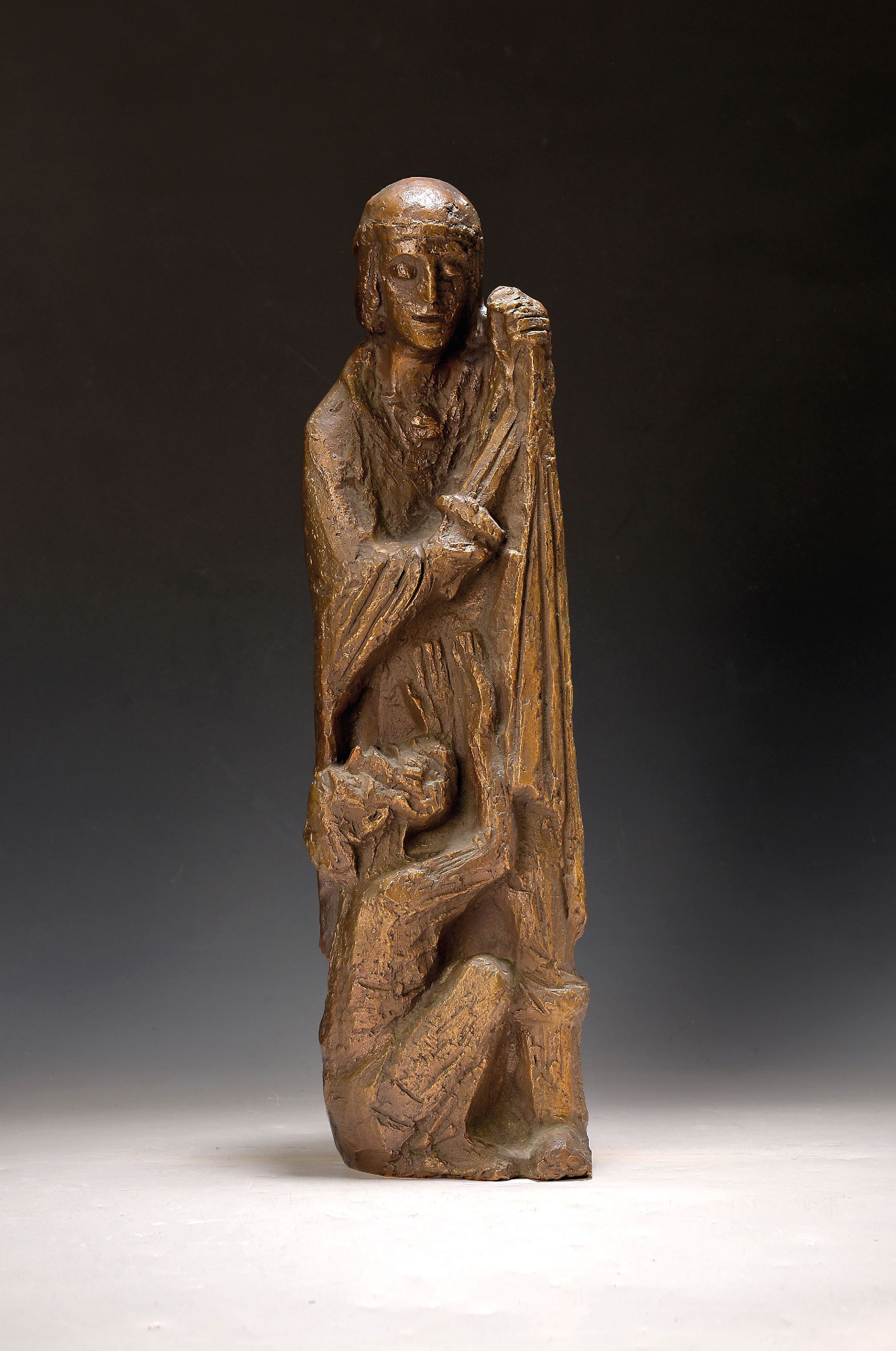 Detail k: Prof. Josef Krautwald, 1914-2003, Sankt Martin teilt seinen Mantel mit dem Bettler, Bronzeguß, H. ca. 57cm