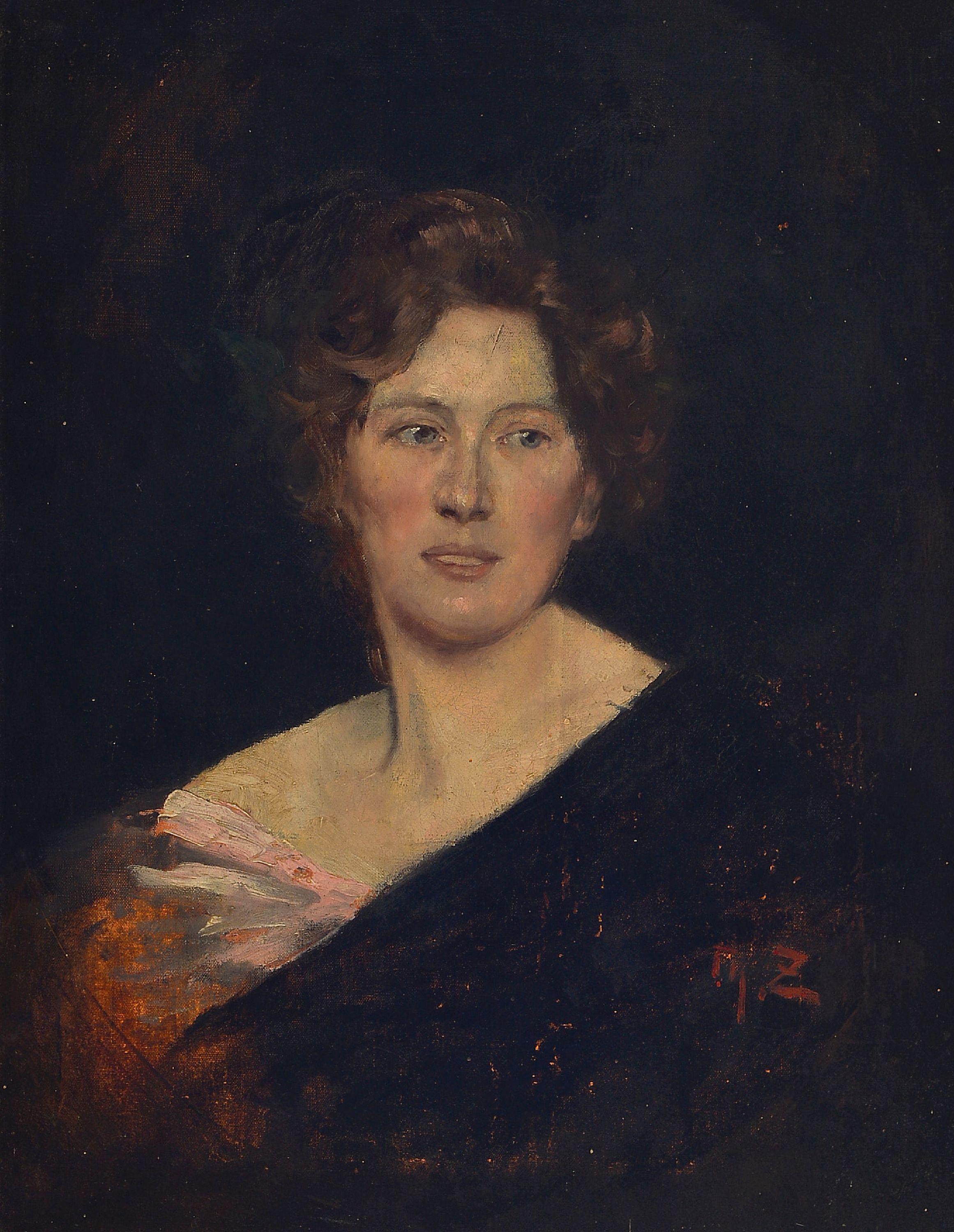 Image 27073925 - Monogrammist Fh.Z., Münchner Schule um 1900, Damenporträt, Bruststück im ...