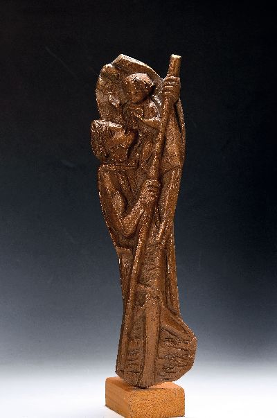 Image Prof. Josef Krautwald, 1914-2003, 2 Bronzereliefs: 1) Hl. Christophorus mit dem Kind, ...