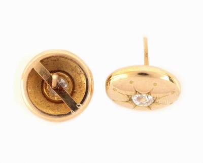 27073971a - Paar 14 kt Gold Diamant-Ohrstecker, um 1910, GG 585/000, 2 Altschliffdiamanten zus. ca. ...