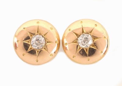 27073971b - Paar 14 kt Gold Diamant-Ohrstecker, um 1910, GG 585/000, 2 Altschliffdiamanten zus. ca. ...