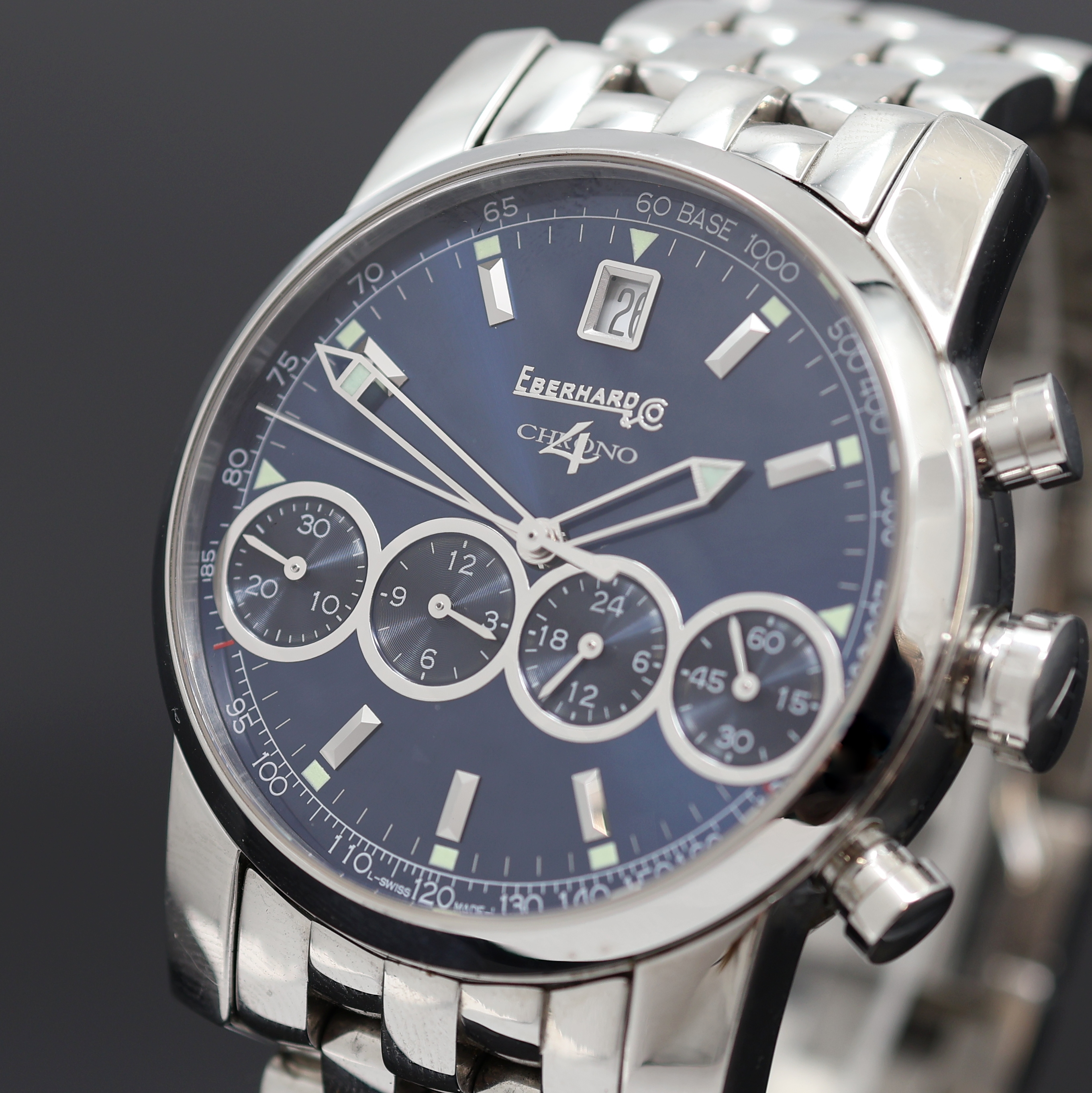 Detail a: EBERHARD & CO Chrono4 Herrenchronograph in Stahl/Stahlband Referenz 5303, Schweiz um 2000, Automatik, 8-fach verschr. Stahlgeh., orig. Stahlband m. ...