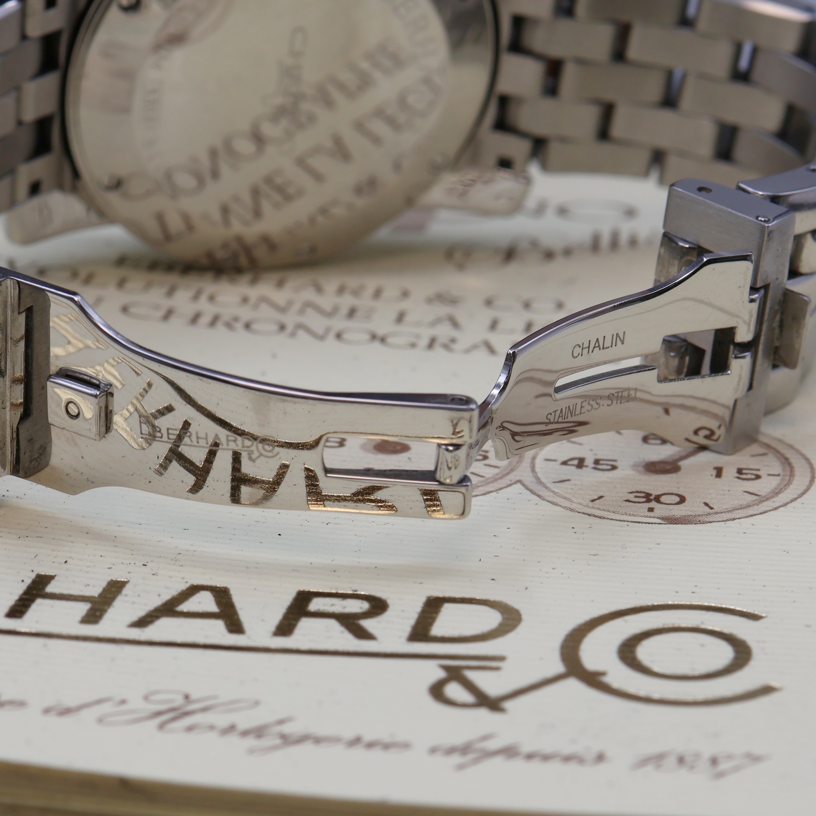 Detail d: EBERHARD & CO Chrono4 Herrenchronograph in Stahl/Stahlband Referenz 5303, Schweiz um 2000, Automatik, 8-fach verschr. Stahlgeh., orig. Stahlband m. ...