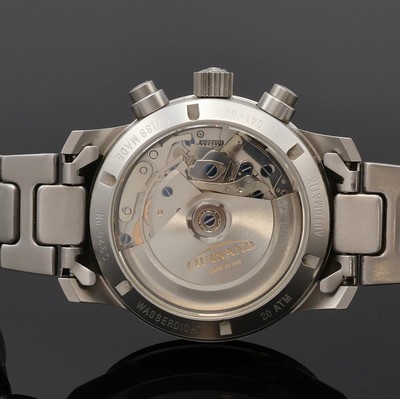 27074524d - GUINAND Armbandchronograph in Stahl/Stahlband, Schweiz um 1995, Automatik, beids. vergl. ...