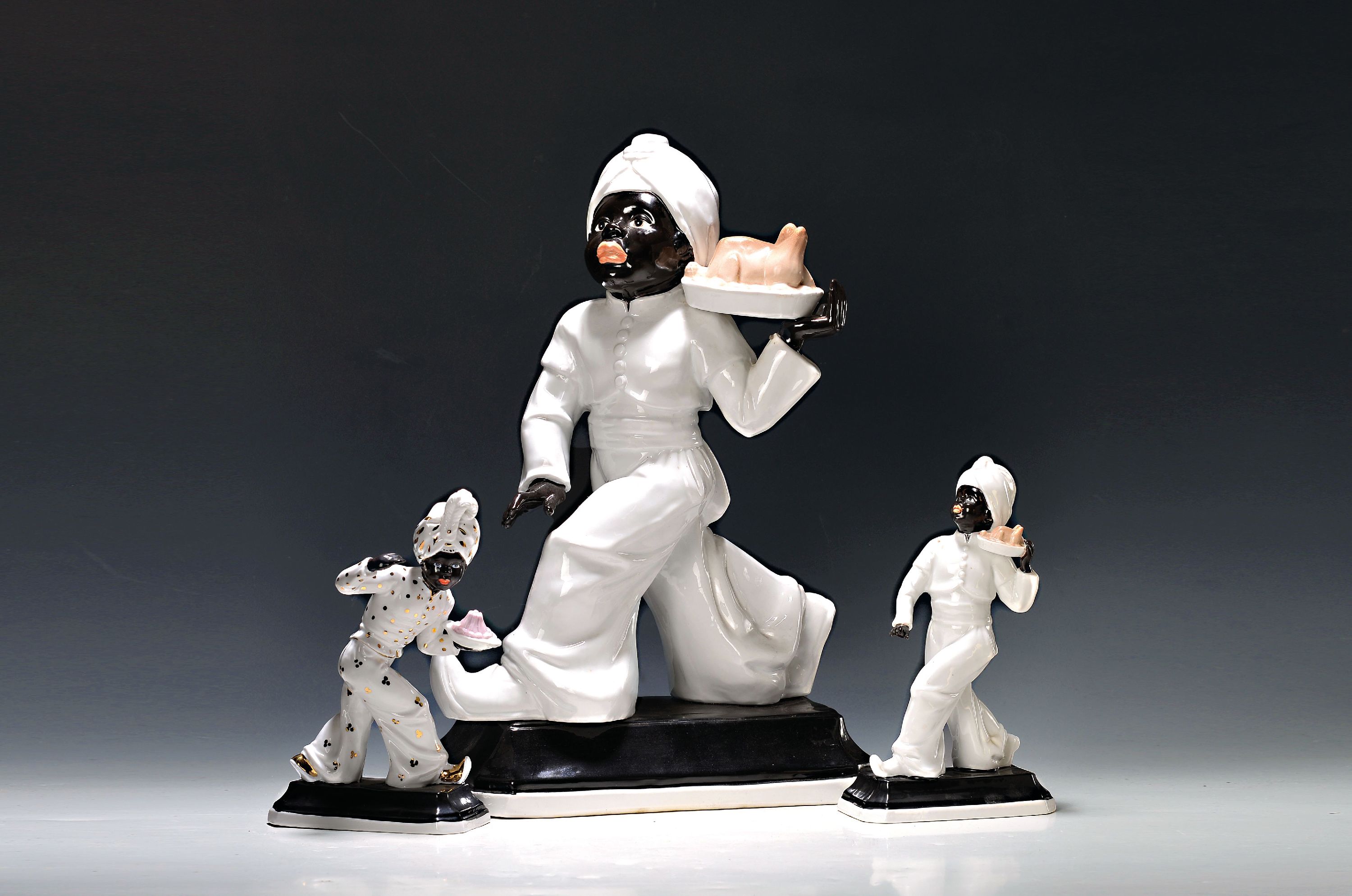 Image 27074813 - 3 porcelain figures ´Sarottimohr´, Neundorf, Thuringia, 20th century, porcelain, ...