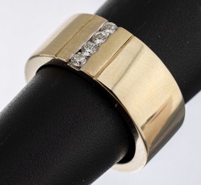 Image 14 kt Gold Brillant-Ring, WG 585/000 gepr.,Spannringoptik, 4 Brillanten zus. ca. 0.12 ...