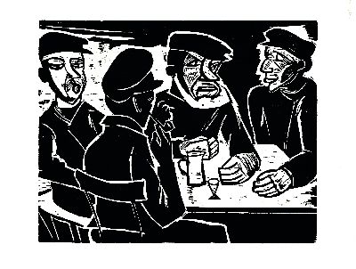 Image Max Pechstein, 1881 Zwickau-1955 Berlin, Holzschnitt ´Fischer in der Kneipe´, 1922, ...