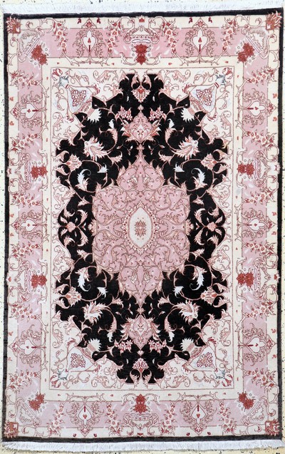 Image Täbriz fein(50 Raj), Persien, Mitte 20.Jhd,Korkwolle mit Seide, ca. 155 x 102 cm, ca. ...