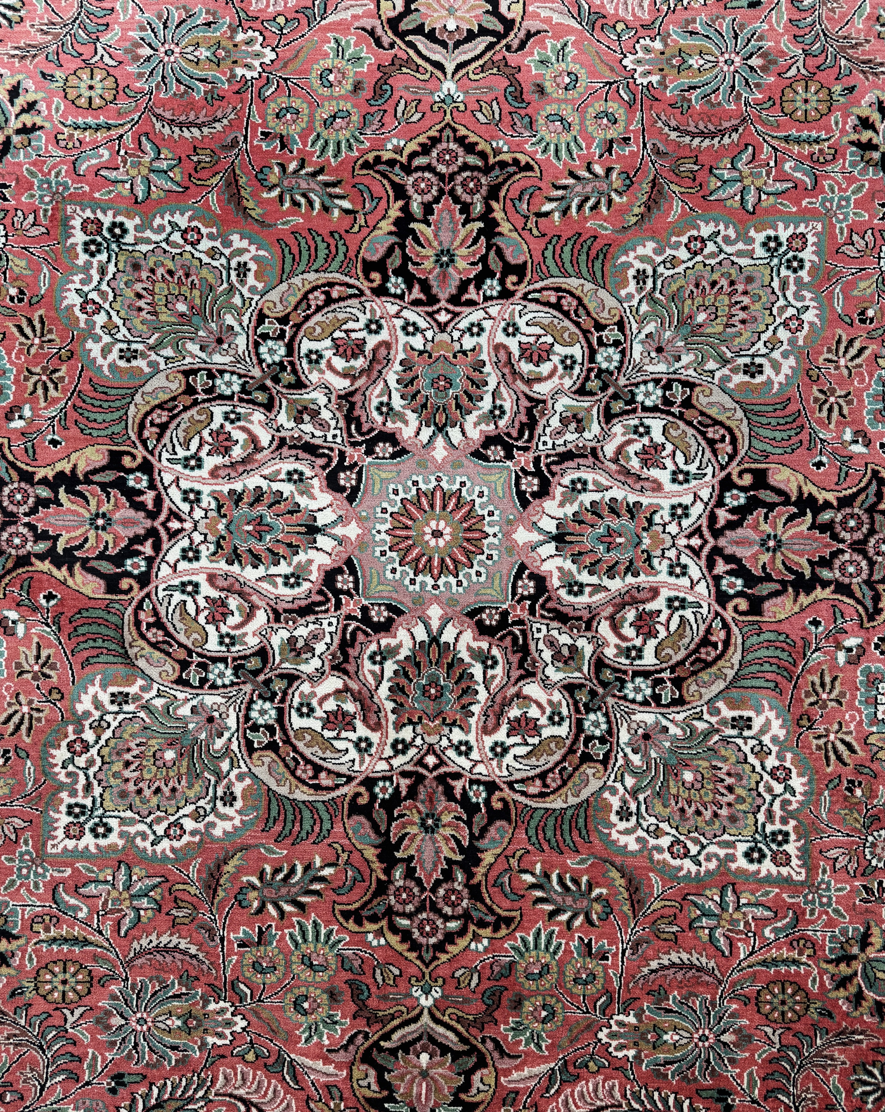 Detail d: Kaschmir, Indien, Ende 20.Jhd, merzerisierte Baumwolle, ca. 346 x 245 cm, EHZ: 1-2
