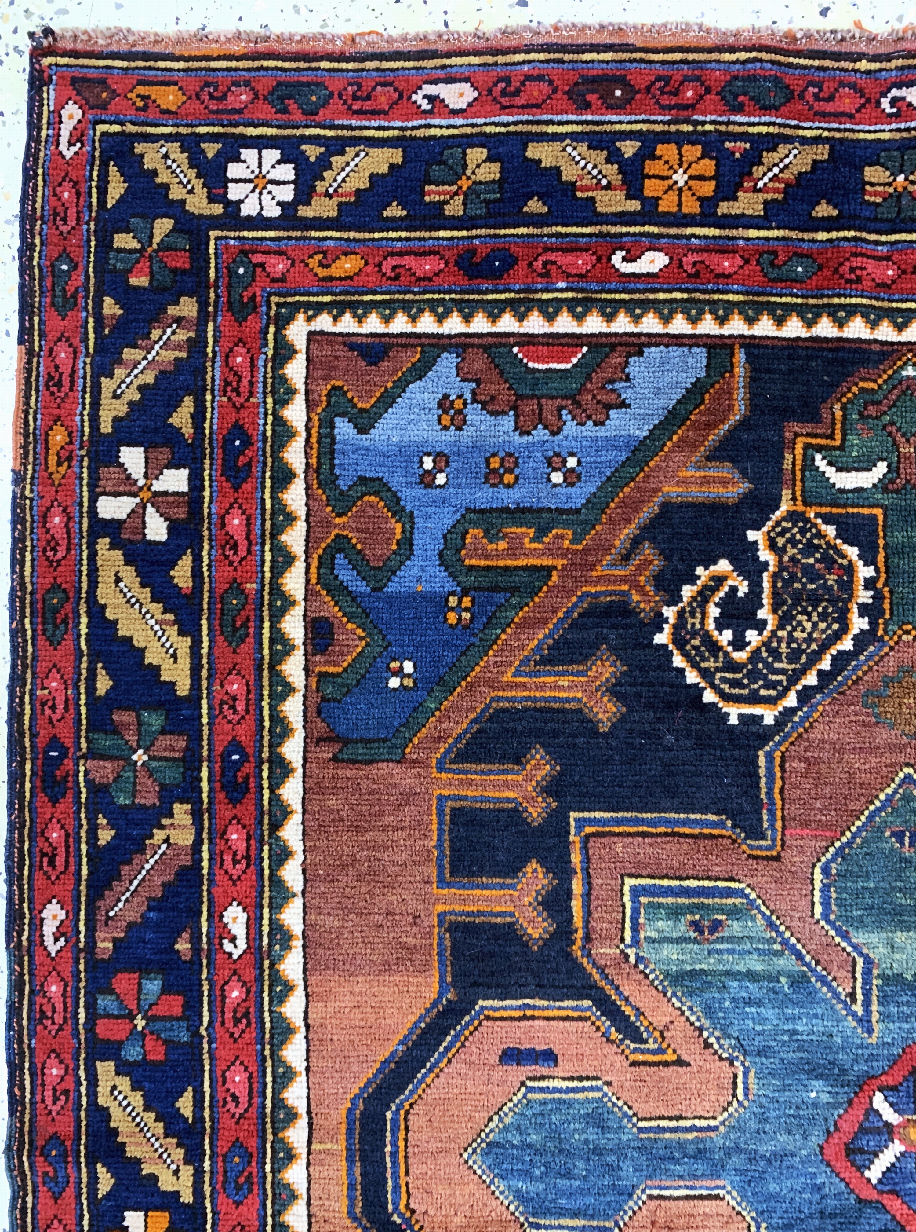 Detail c: Kazak antik, Kaukasus, um 1900, Wolle auf Wolle, ca. 180 x 146 cm, EHZ: 3