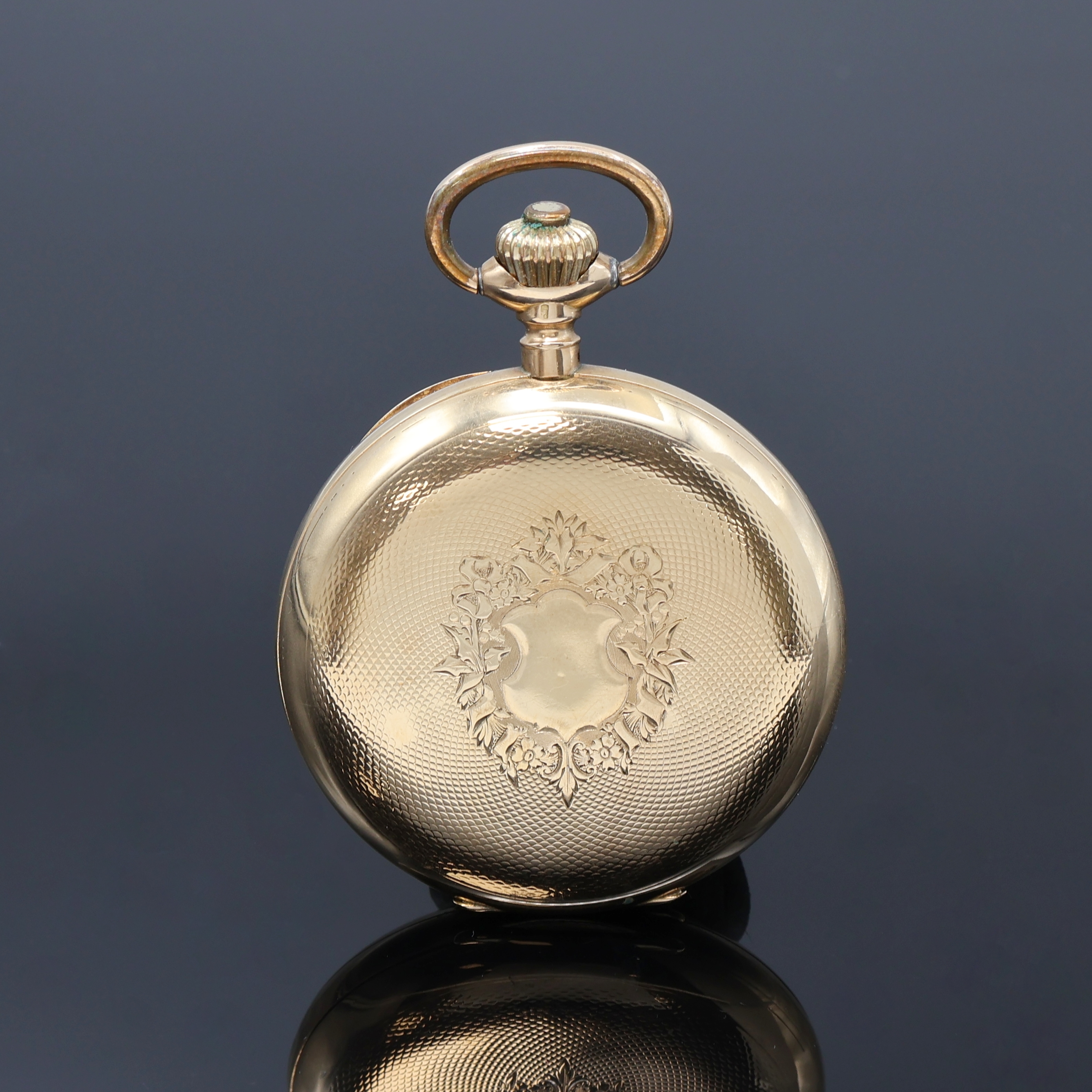 Detail b: SUCCESSEUR DE EDMOND POTONIE Savonette Herrentaschenuhr in RG 585/000, Deutschland/Schweiz um 1900, guill. 3-Deckel Goldgeh., Sprungdeckel m. freiem ...