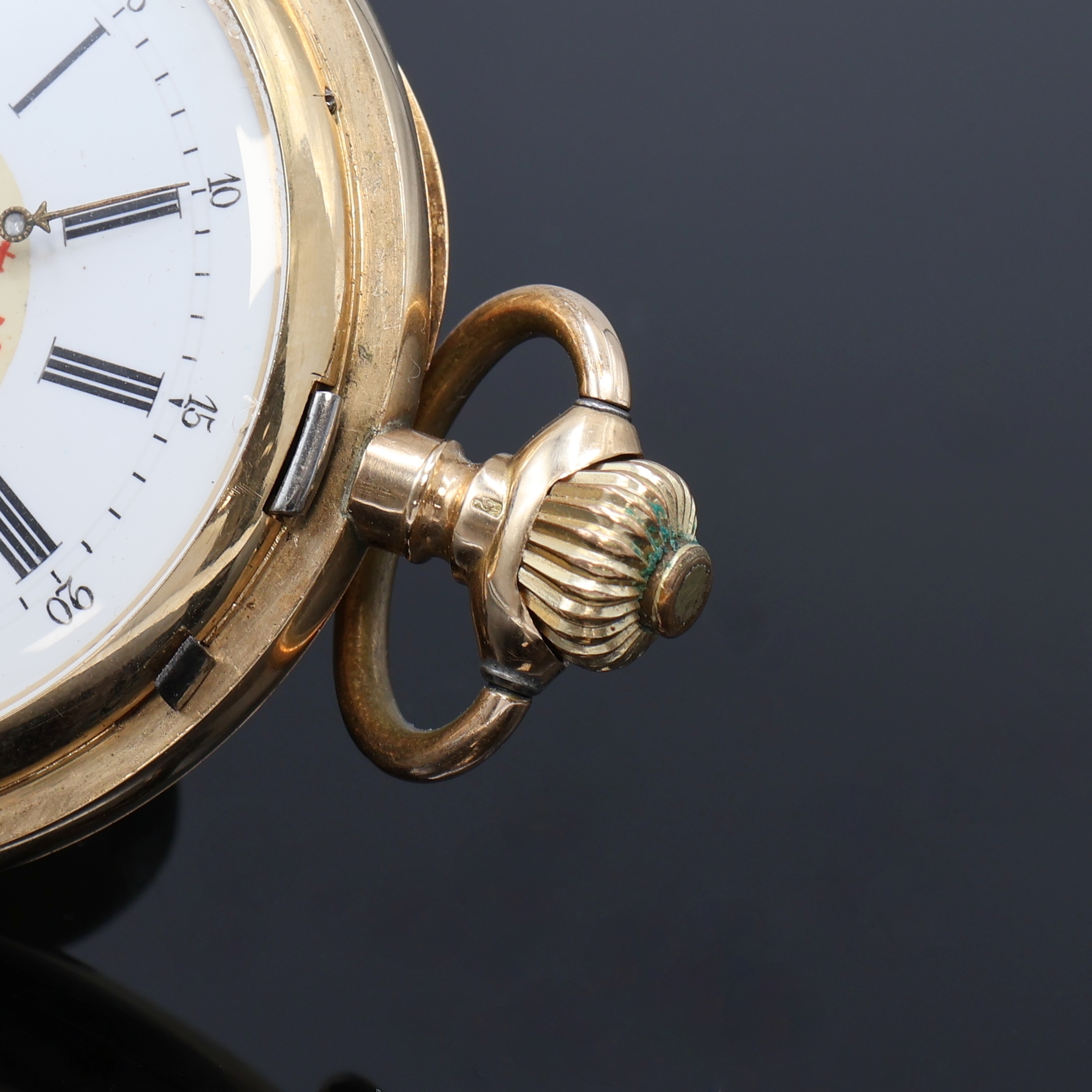 Detail e: SUCCESSEUR DE EDMOND POTONIE Savonette Herrentaschenuhr in RG 585/000, Deutschland/Schweiz um 1900, guill. 3-Deckel Goldgeh., Sprungdeckel m. freiem ...