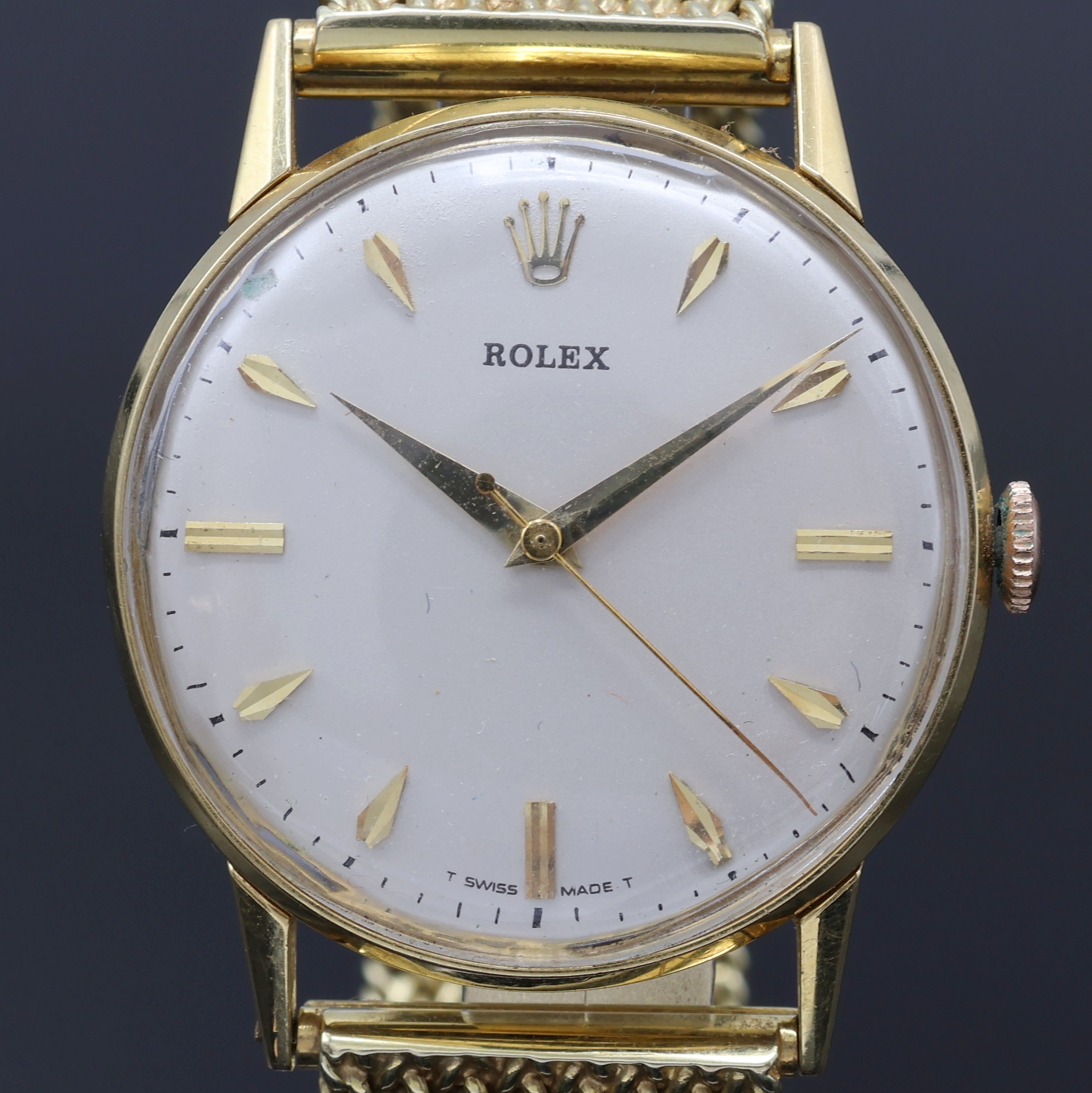 Detail a: ROLEX Herrenarmbanduhr Serie Precision in GG 750/000 Referenz 8961, Schweiz um 1961, Handaufzug, 2-teil. Geh. inkl. neutr. GG 585/000 Band, Glasrand ...