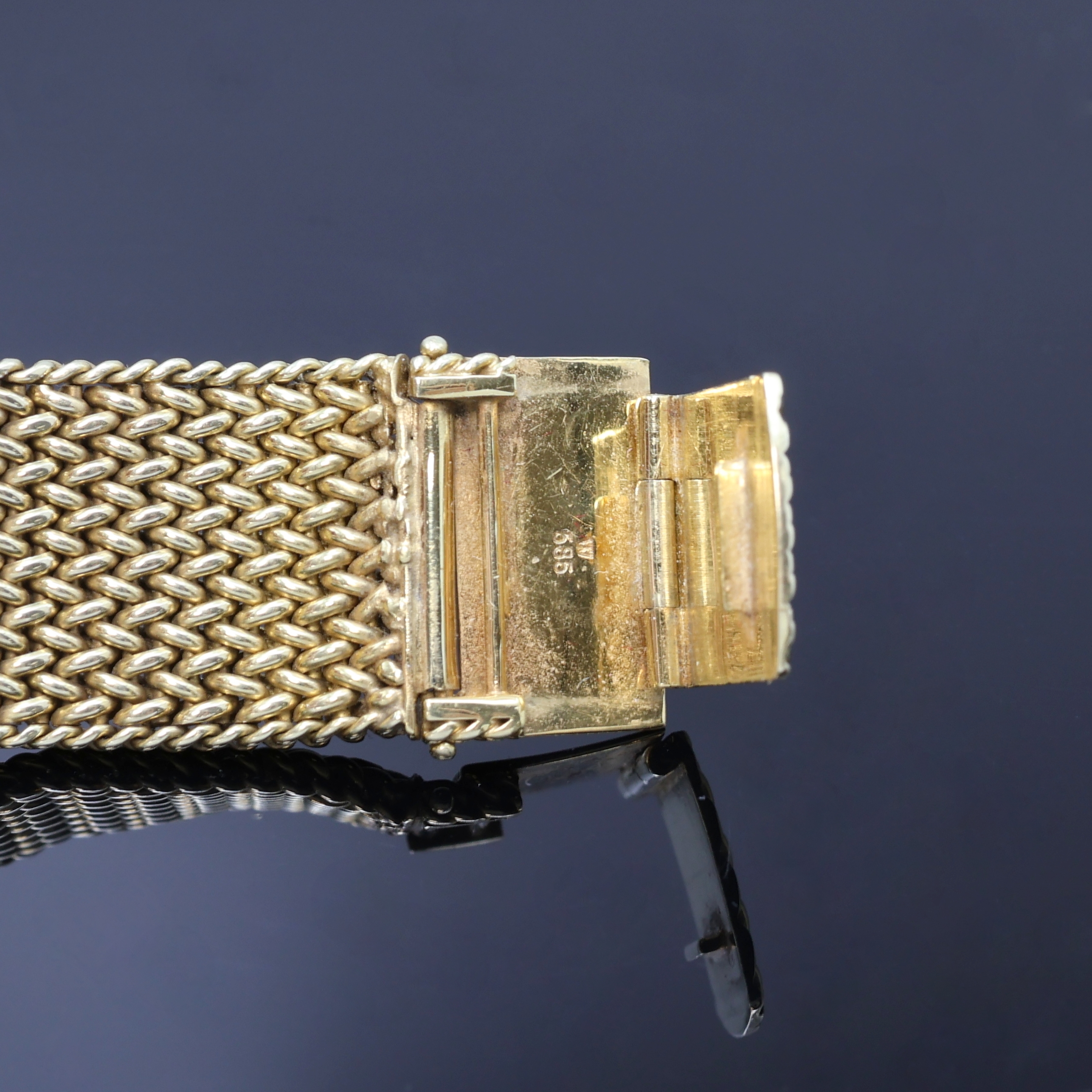 Detail d: ROLEX Herrenarmbanduhr Serie Precision in GG 750/000 Referenz 8961, Schweiz um 1961, Handaufzug, 2-teil. Geh. inkl. neutr. GG 585/000 Band, Glasrand ...