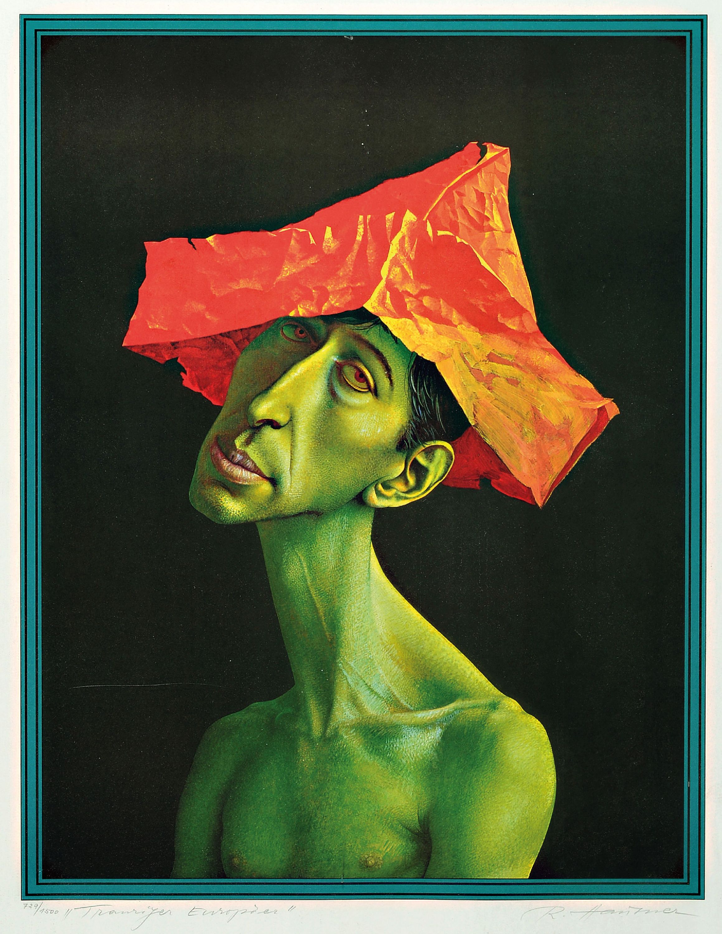 Image 27076492 - Rudolf Hausner, 1914 Wien-1995 Mödling, Der traurige Europäer, Farblithographie, ...