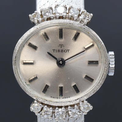 27076441a - TISSOT Damenarmbanduhr in WG 585/000 mit Diamanten, Schweiz um 1965, Handaufzug, Boden ...