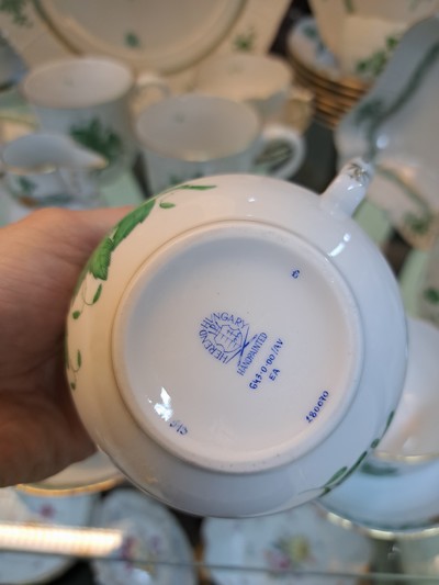 27076458k - Kaffee-Service, Herend/Ungarn, Dekor Apponyi, 8 Tassen mit Untertassen, 8 Kuchenteller, ...