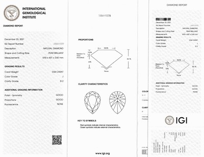 27076544a - Loser Diamant Tropfen 0.54 ct l.get.Weiß (J)/si2, 6.93 x 4.81 x 2.65 mm, ...