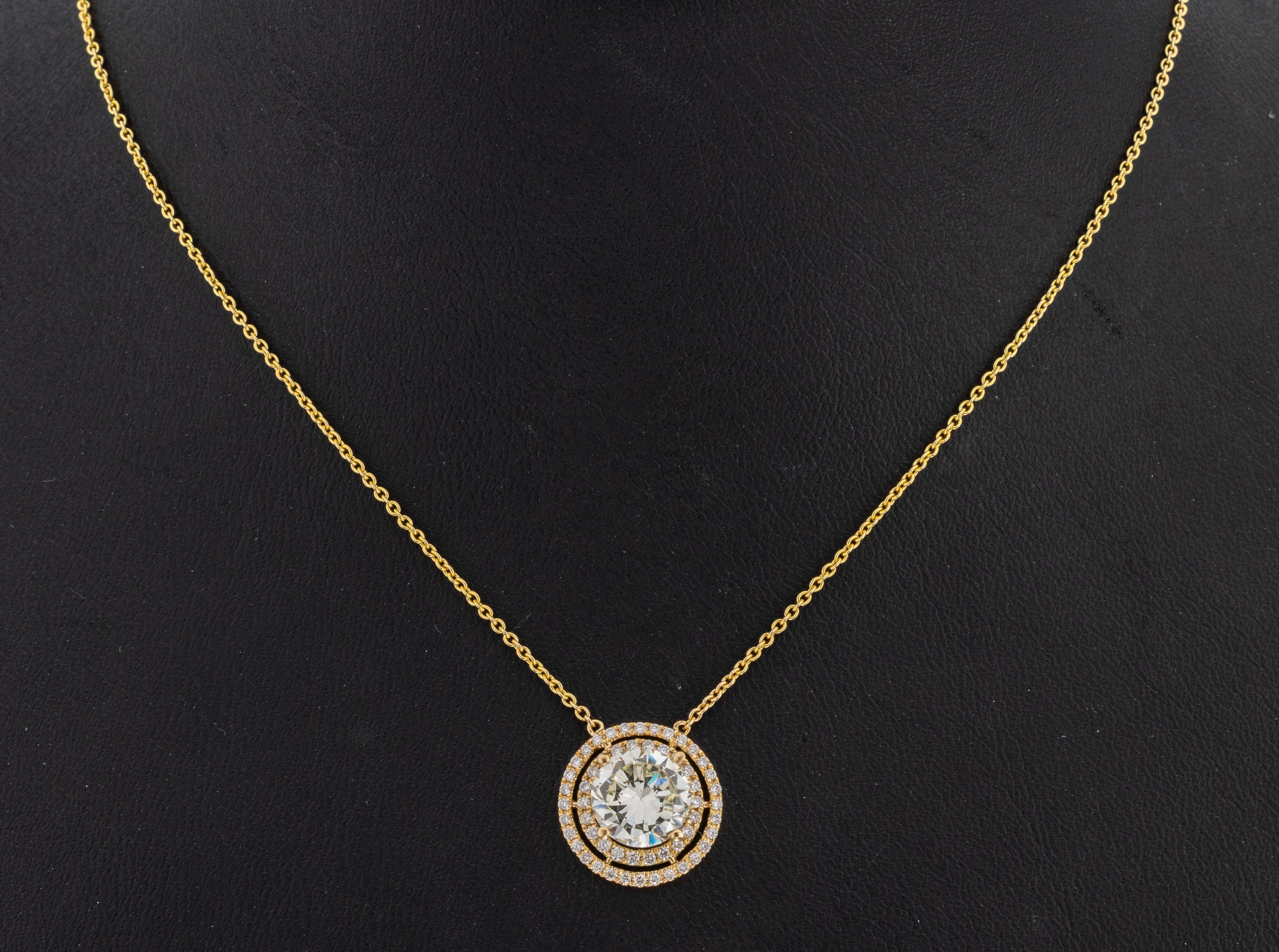 Image 27076615 - 18 kt gold brilliant necklace , YG 750/000, middle part with brilliant approx. 1.83 ct ...