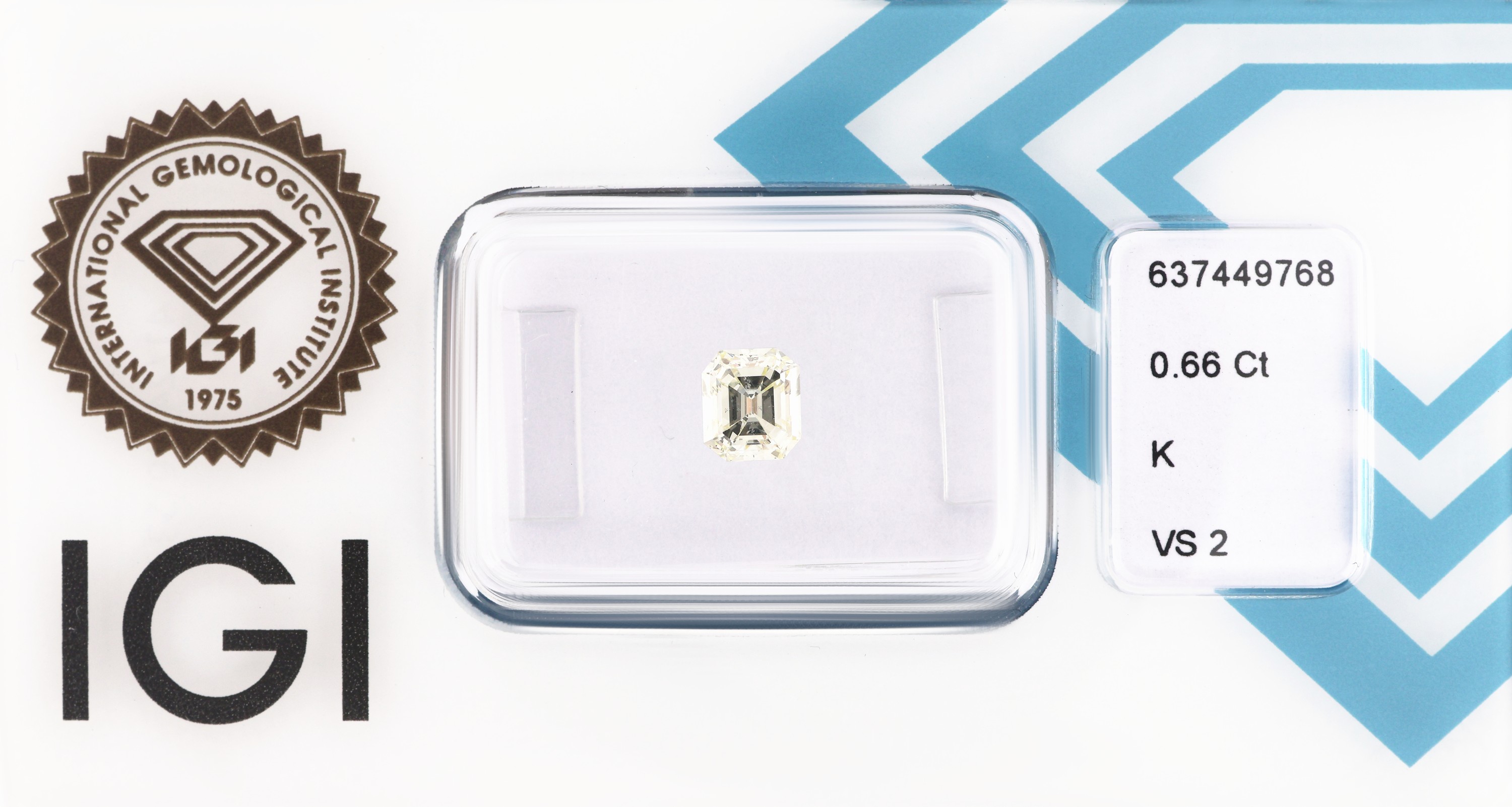 Loser Diamant im Emerald Cut ca. 0.66 ct, get.Weiß(K)/vs2, eingeschweißt, IGI-Report