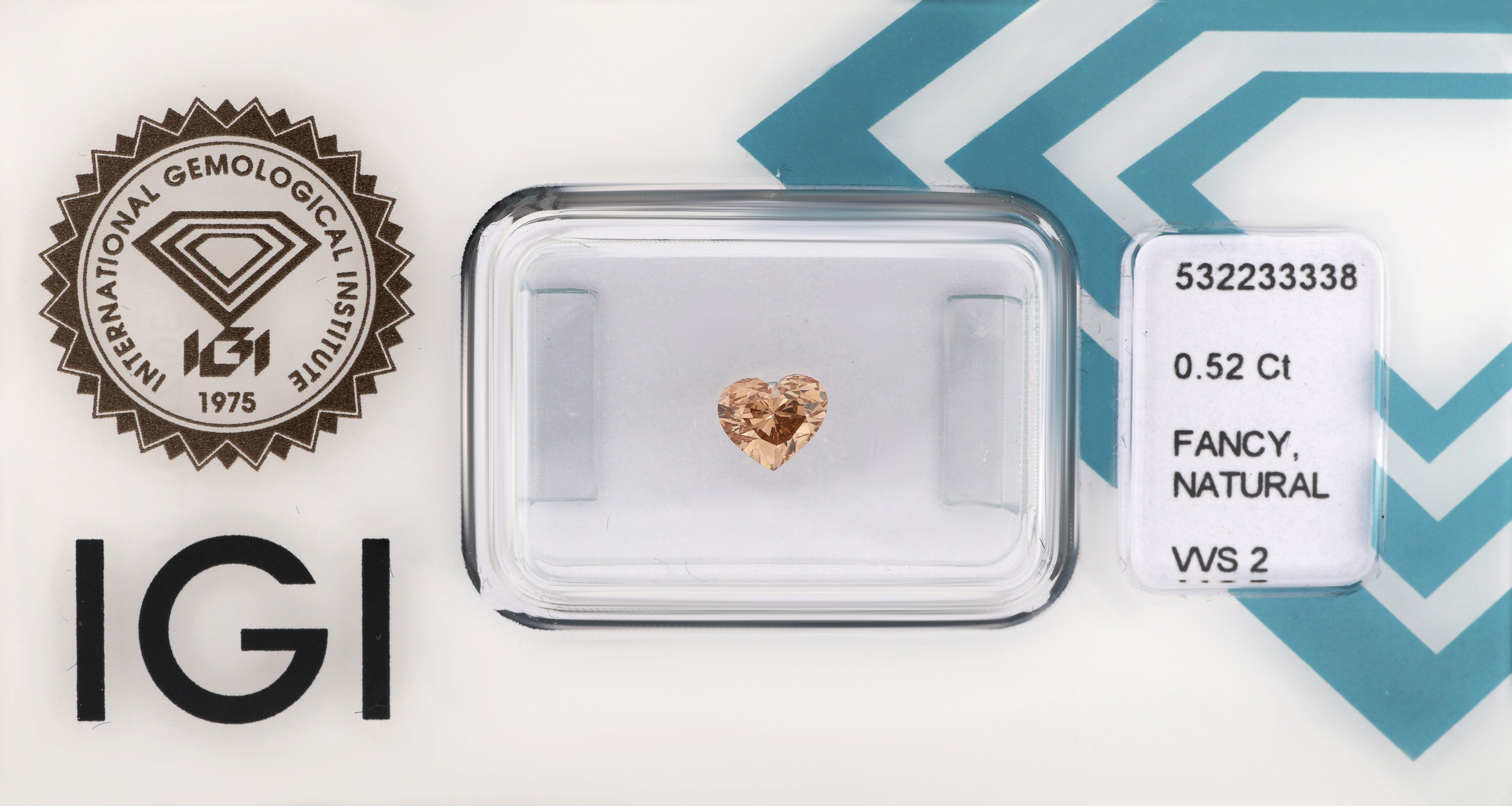 Image 27076658 - Loser Diamant, 0.52 ct Natural Fancy YellowishBrown, facett. Herz, ca. 4.50 x 5.25 x 3.34 ...