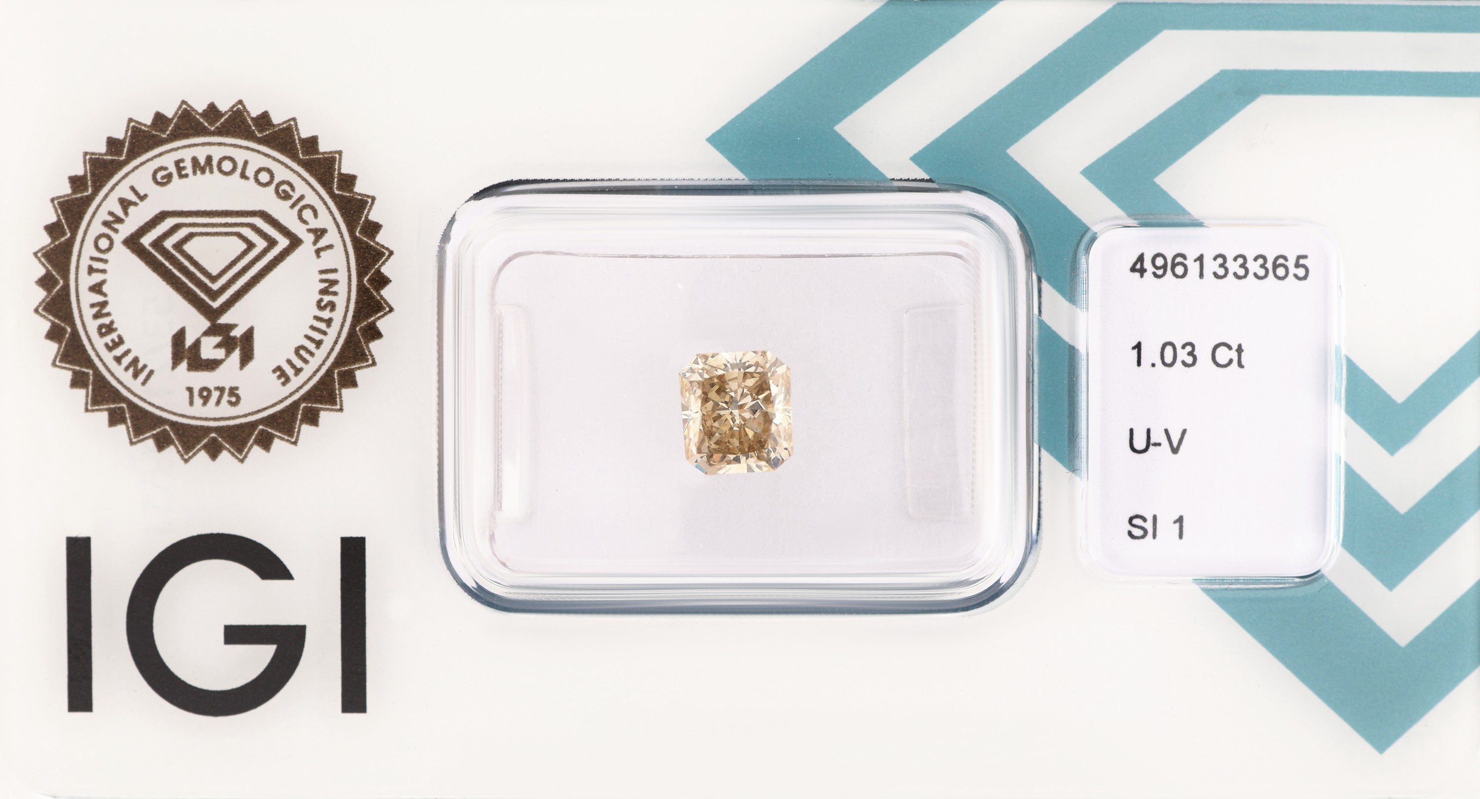 Image 27076666 - Loser Diamant im Rechteckschliff ca. 1.03 ct Getönt(U-V)/si1, eingeschweißt, IGI-Report