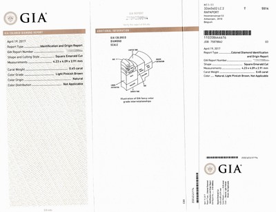 27076645c - Loser Diamant im Rechteck-Emerald-Cut ca. 0.45 ct natural light pinkish brown, ca. ...
