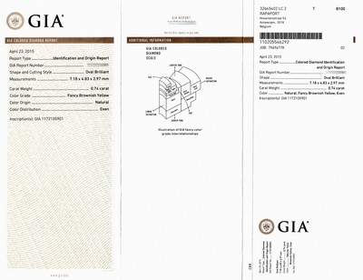 27076669a - Loser ovalfacett. Diamant ca. 0.74 ct natural fancy brownish yellow, 7.18 x 4.83 x 2.97 ...